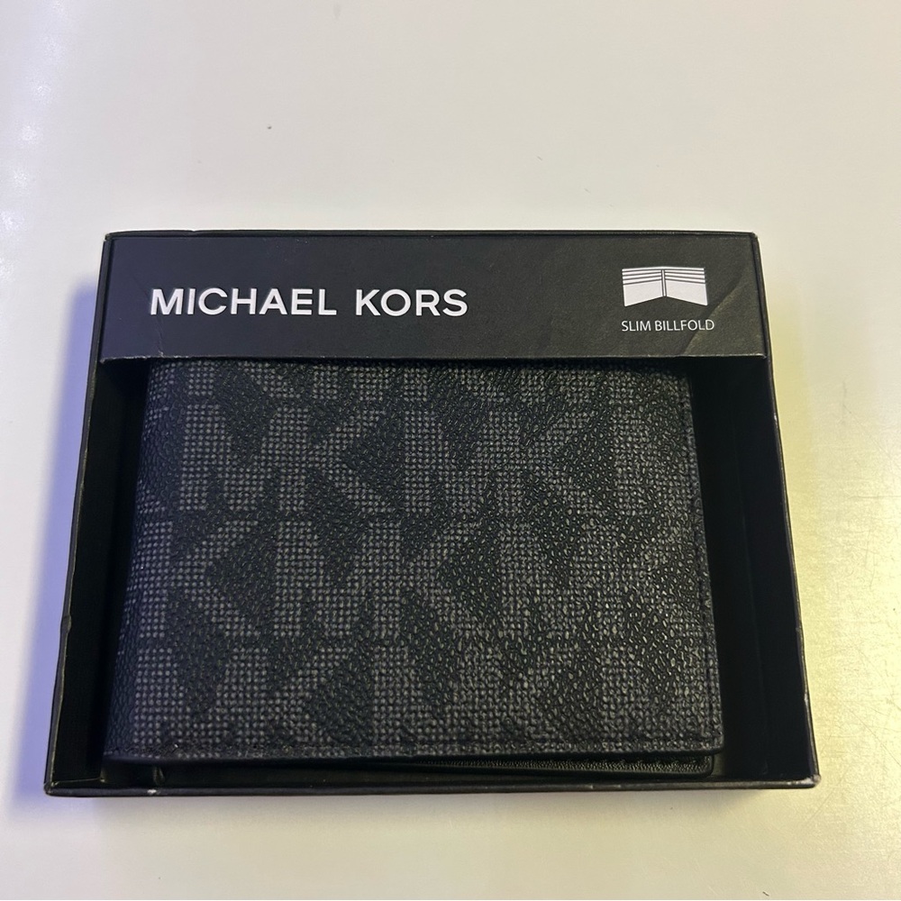 Michael Kors 86F2SMNF5B Jet Set Slim Billfold PVC Leather Black Men's Wallet NIB